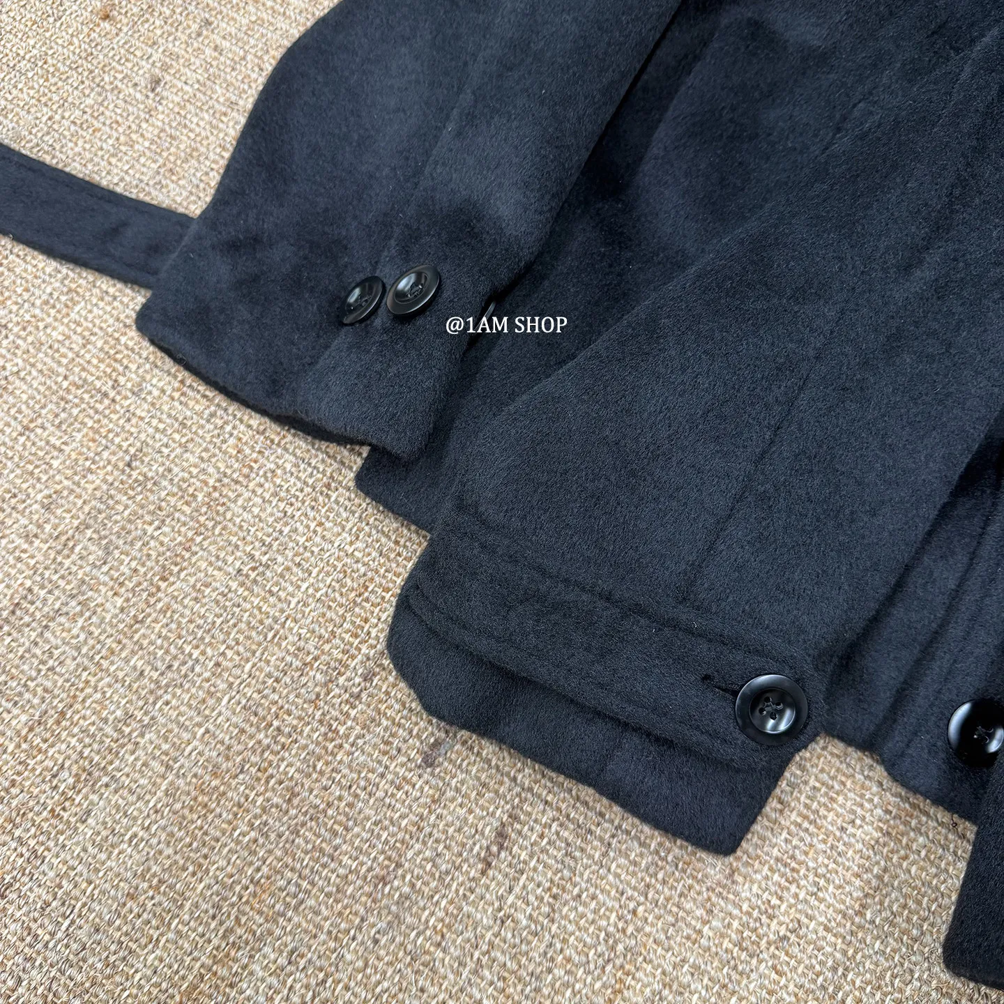 No faith studios double breasted stand-up collar double-sided wool boxy jacket