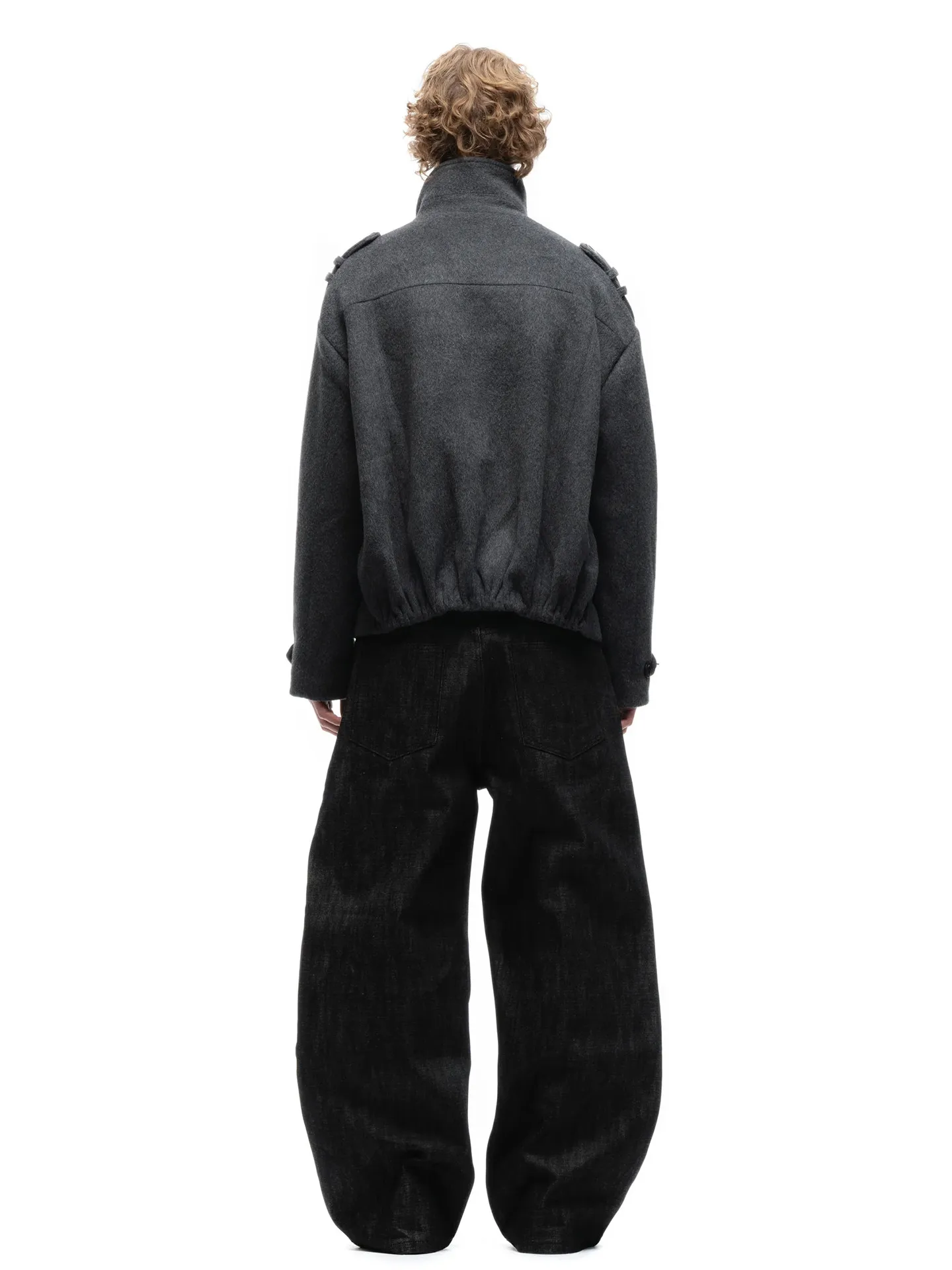 No faith studios double breasted stand-up collar double-sided wool boxy jacket