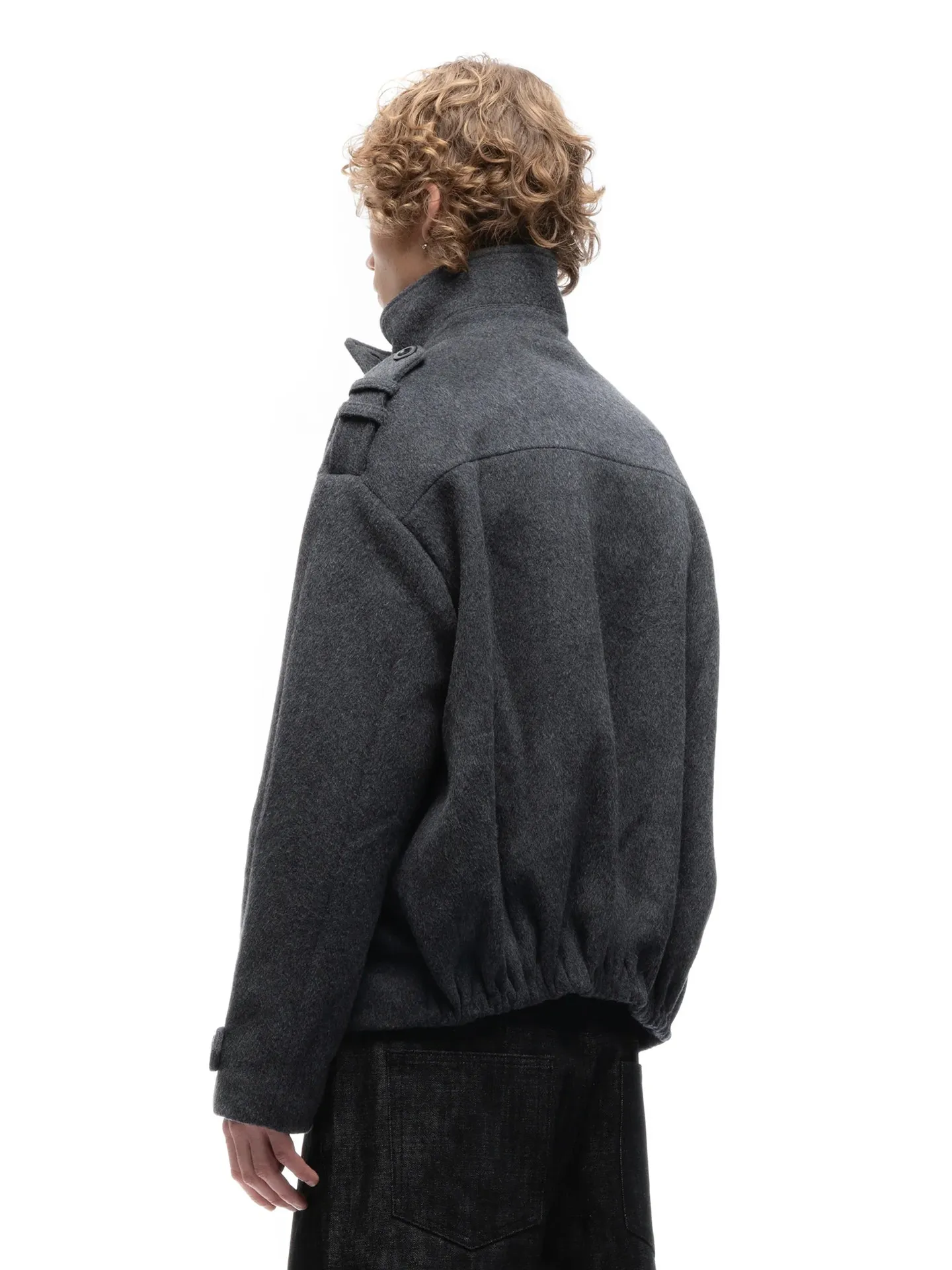 No faith studios double breasted stand-up collar double-sided wool boxy jacket