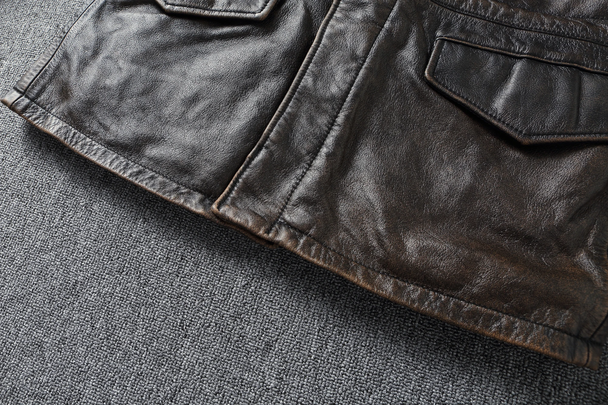 Classic M43 Trench Coat Cowhide Military Genuine Leather Jacket Medium and Long Multi-pocket Mens Vintage Leather Jacket