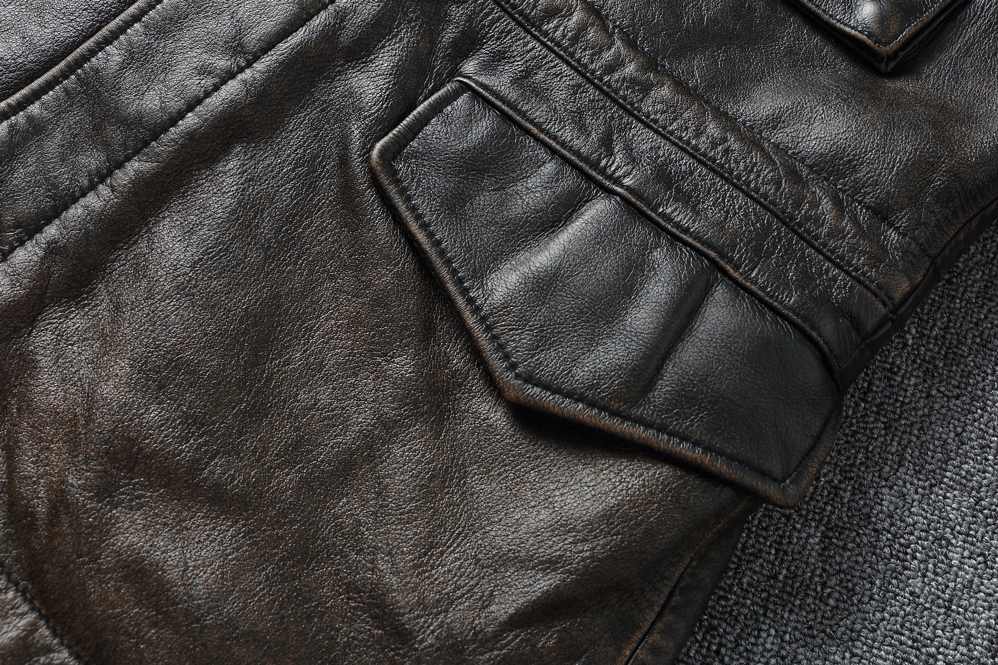 Classic M43 Trench Coat Cowhide Military Genuine Leather Jacket Medium and Long Multi-pocket Mens Vintage Leather Jacket