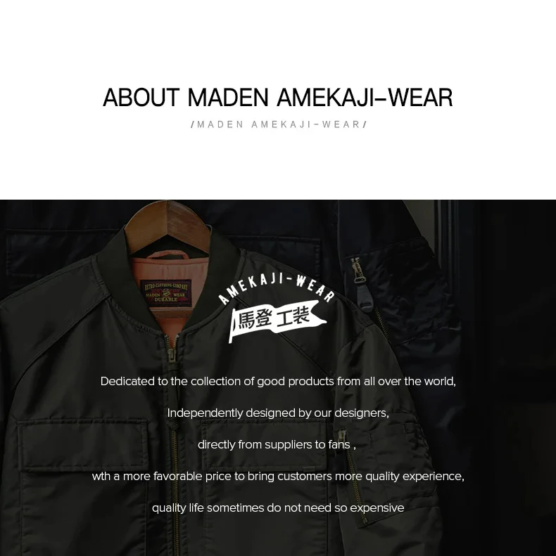 Maden Baseball Collar MA1 Bomber Jacket for Men Classical Orange Lining Double-pocket Coats Thickened Fall and Winter Jacket