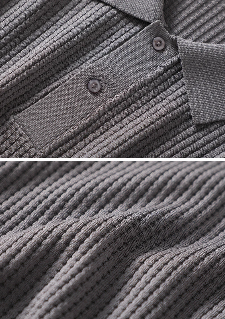 Summer New T-Shirt Men's POLO Collar Pullover Top Casual Knitted Mulberry Silk Short Sleeve Solid Color Business Bottom Shirt