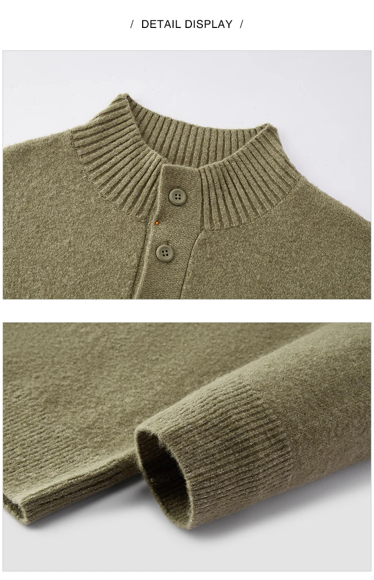 Semir Knitted Sweater Men Winter Half-Open Placket High Collar Wool Blend 2025 New Basic Pullover Men's Clothing