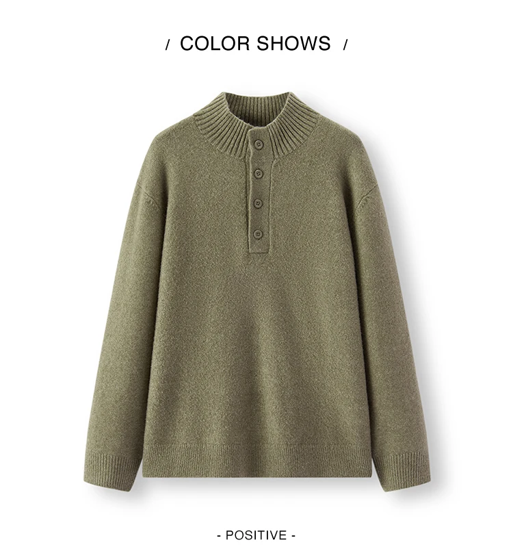 Semir Knitted Sweater Men Winter Half-Open Placket High Collar Wool Blend 2025 New Basic Pullover Men's Clothing