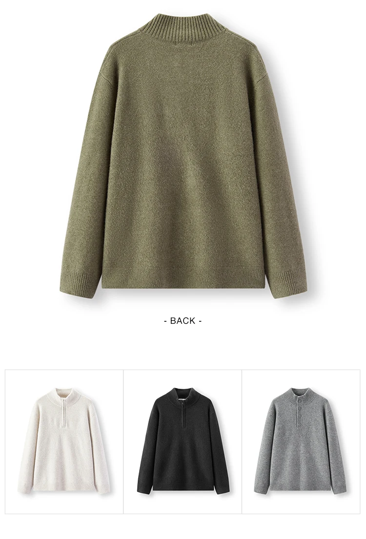 Semir Knitted Sweater Men Winter Half-Open Placket High Collar Wool Blend 2025 New Basic Pullover Men's Clothing