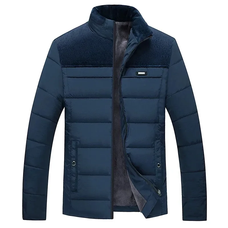 Puffer Jacket Men's Plush Thickened Parkas Stand Collar Jacket Men's Coat Winter Warm Thick Zipper Coat Padded Overcoat for Men
