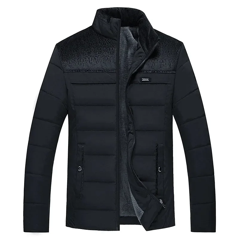 Puffer Jacket Men's Plush Thickened Parkas Stand Collar Jacket Men's Coat Winter Warm Thick Zipper Coat Padded Overcoat for Men