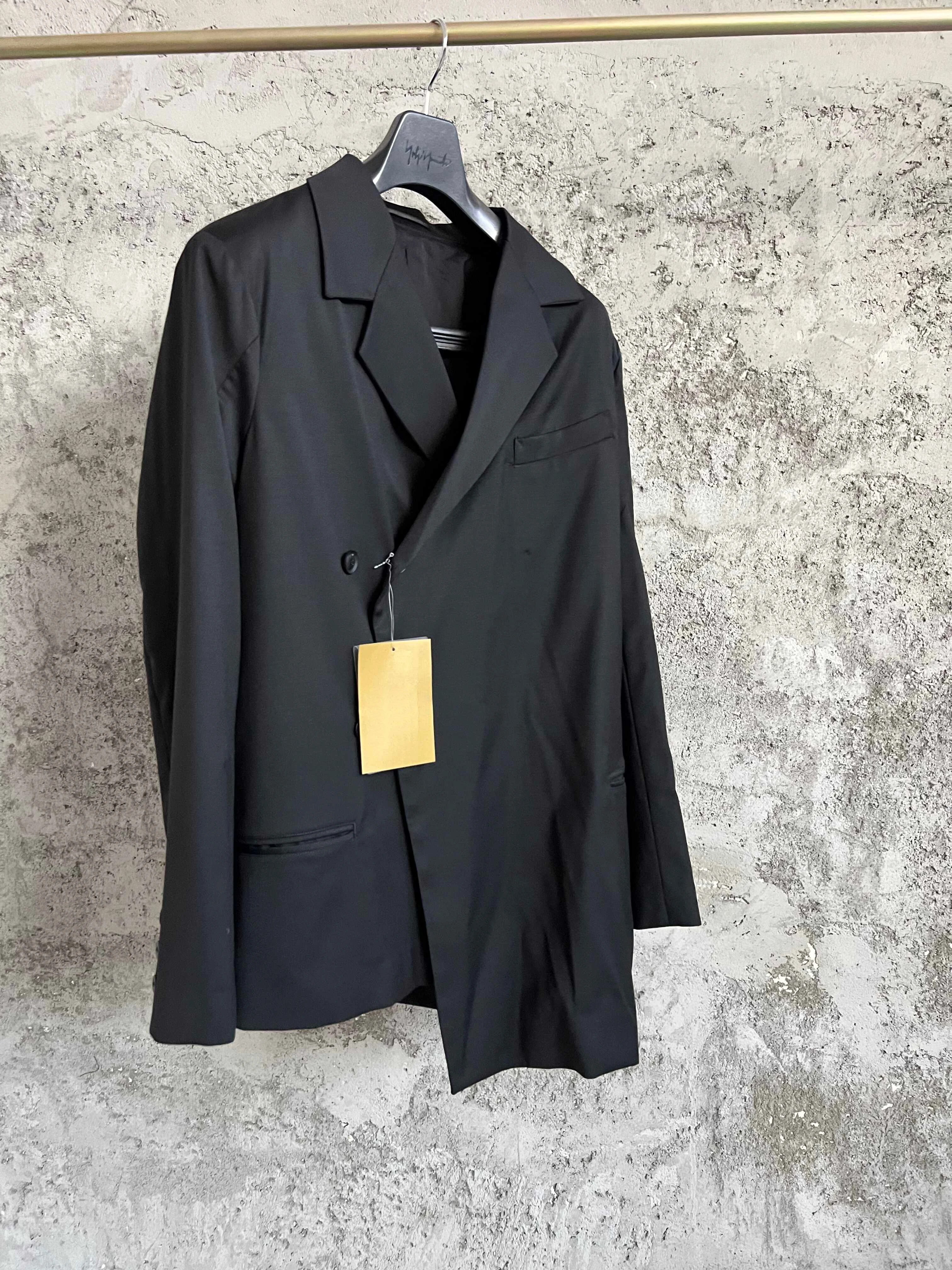 TOP-YAMAMOTO Japanese original classic laid-back style asymmetrical casual wool jacket suit for men, dark and stylish