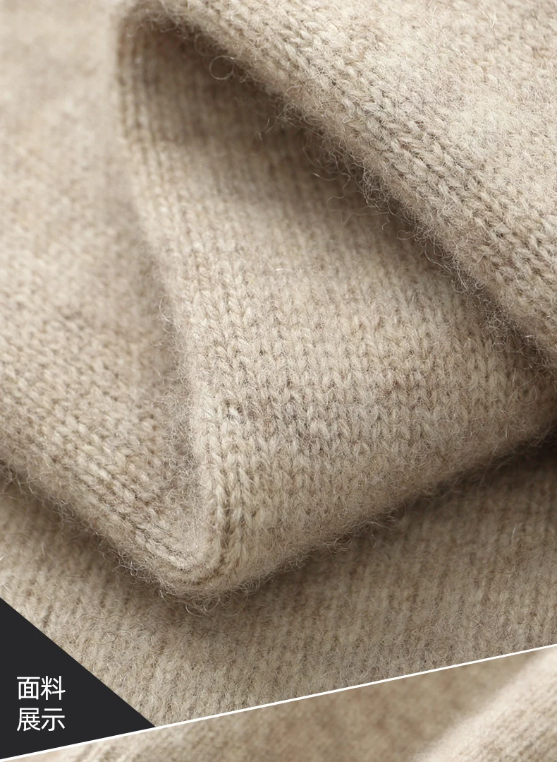 DjzDsm Men's 100% Pure Wool Top Coat Thickened Half High Collar Knitted Sweater Loose Zipper Half High Collar Outerwear Sweater