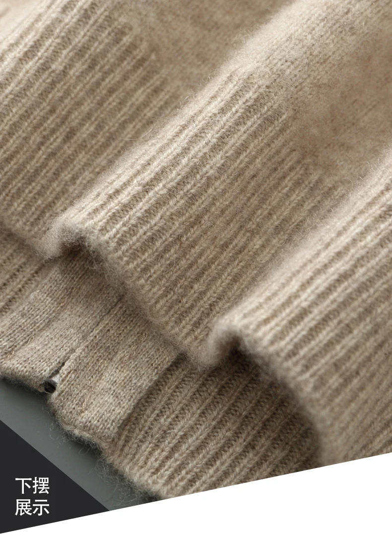 DjzDsm Men's 100% Pure Wool Top Coat Thickened Half High Collar Knitted Sweater Loose Zipper Half High Collar Outerwear Sweater