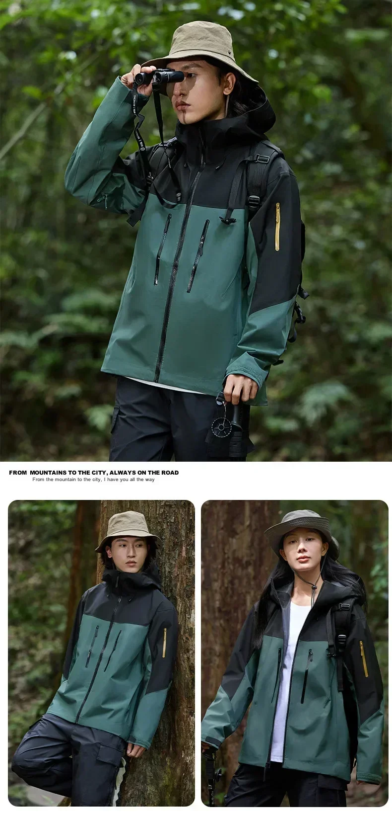 ARC Outdoor Raincoat Windproof Fashion Sports Camping Mountaineering Fishing Men's and Women's Solid Color High Quality Jacket