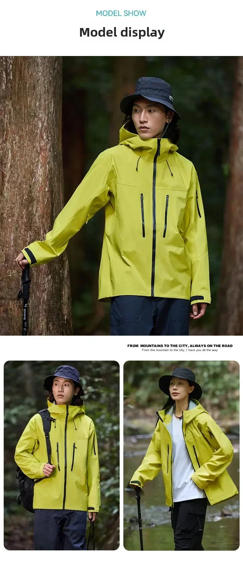 ARC Outdoor Raincoat Windproof Fashion Sports Camping Mountaineering Fishing Men's and Women's Solid Color High Quality Jacket