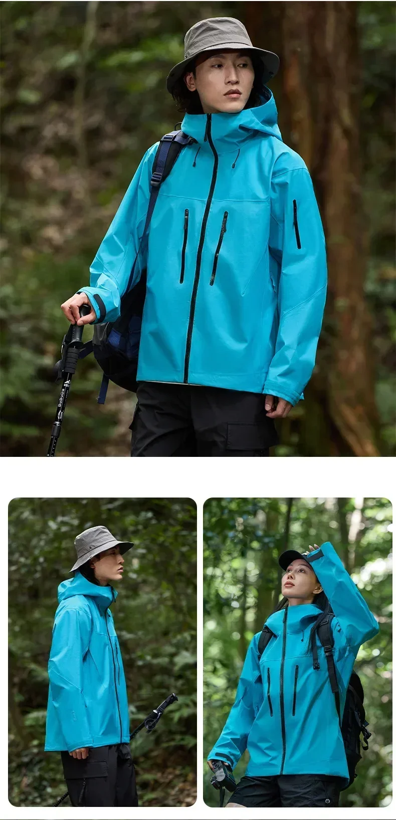 ARC Outdoor Raincoat Windproof Fashion Sports Camping Mountaineering Fishing Men's and Women's Solid Color High Quality Jacket