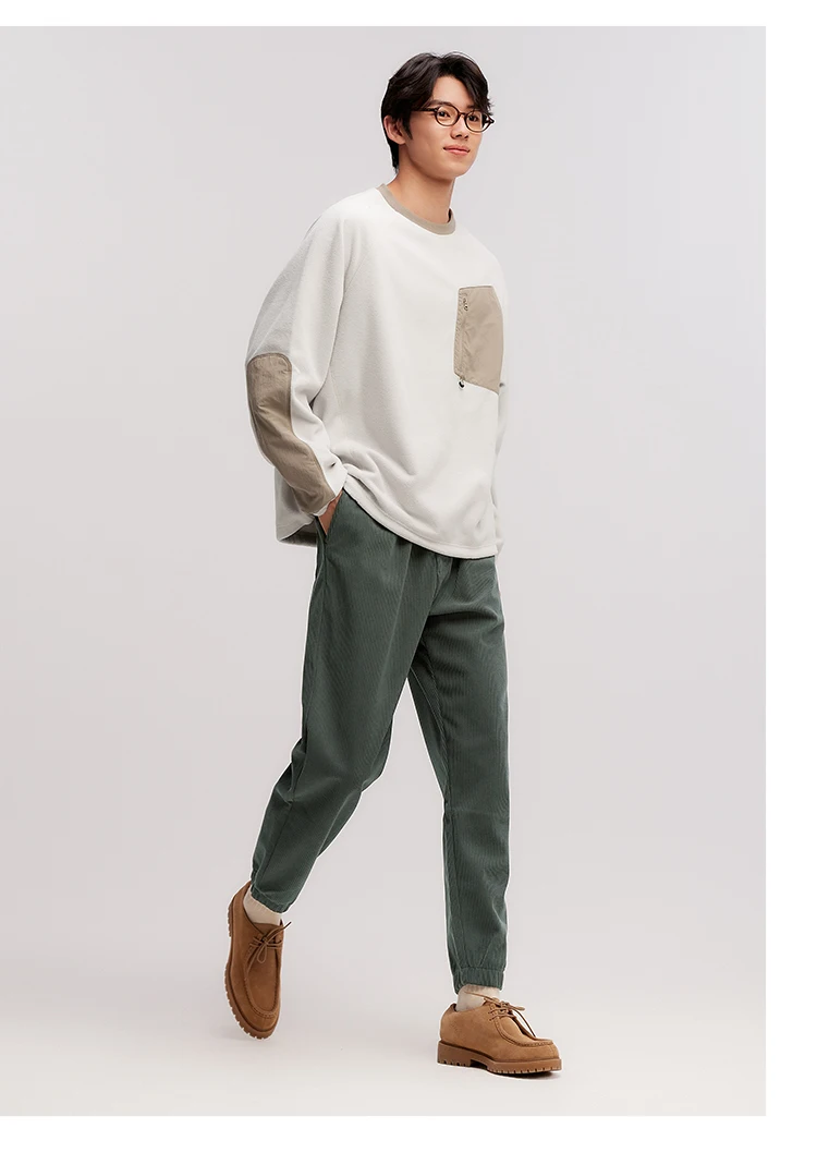 Semir Sweater Men Antistatic Polar Fleece 2024 Winter New Contrasting Colors Fashion Splicing Inner Wear Top Outdoor Style
