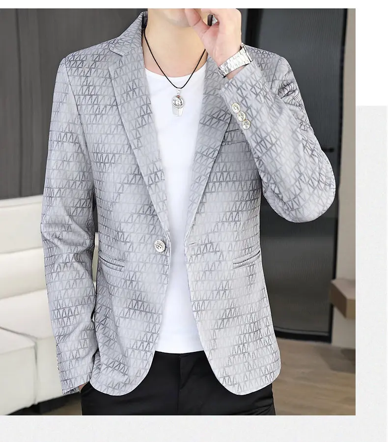 Blazer Autumn and Winter Men Fashion Outdoor Wedding Slimming Business Versatile Printed Casual Korean-style Formal Wear Blazer