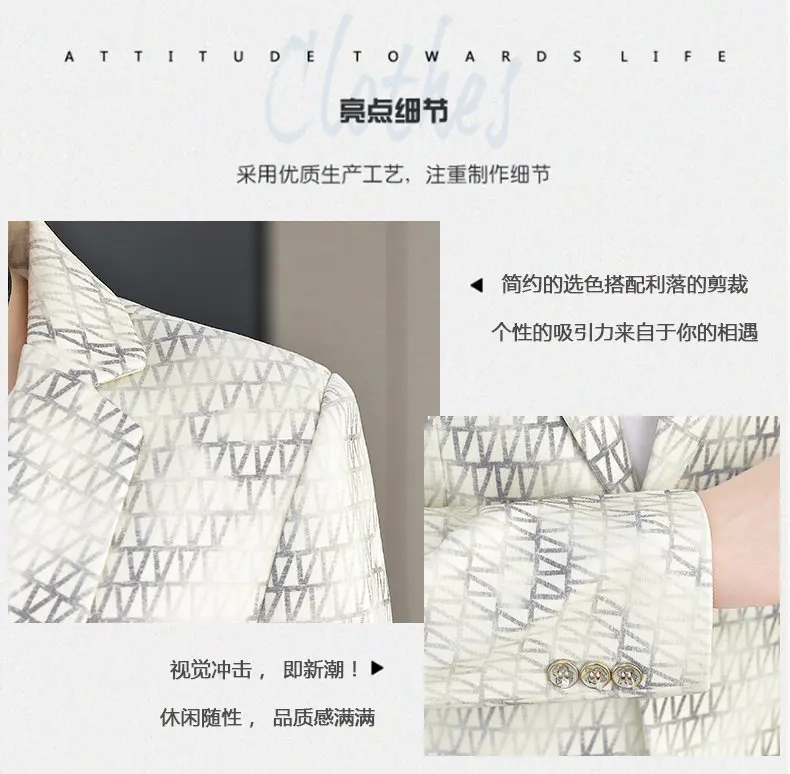 Blazer Autumn and Winter Men Fashion Outdoor Wedding Slimming Business Versatile Printed Casual Korean-style Formal Wear Blazer