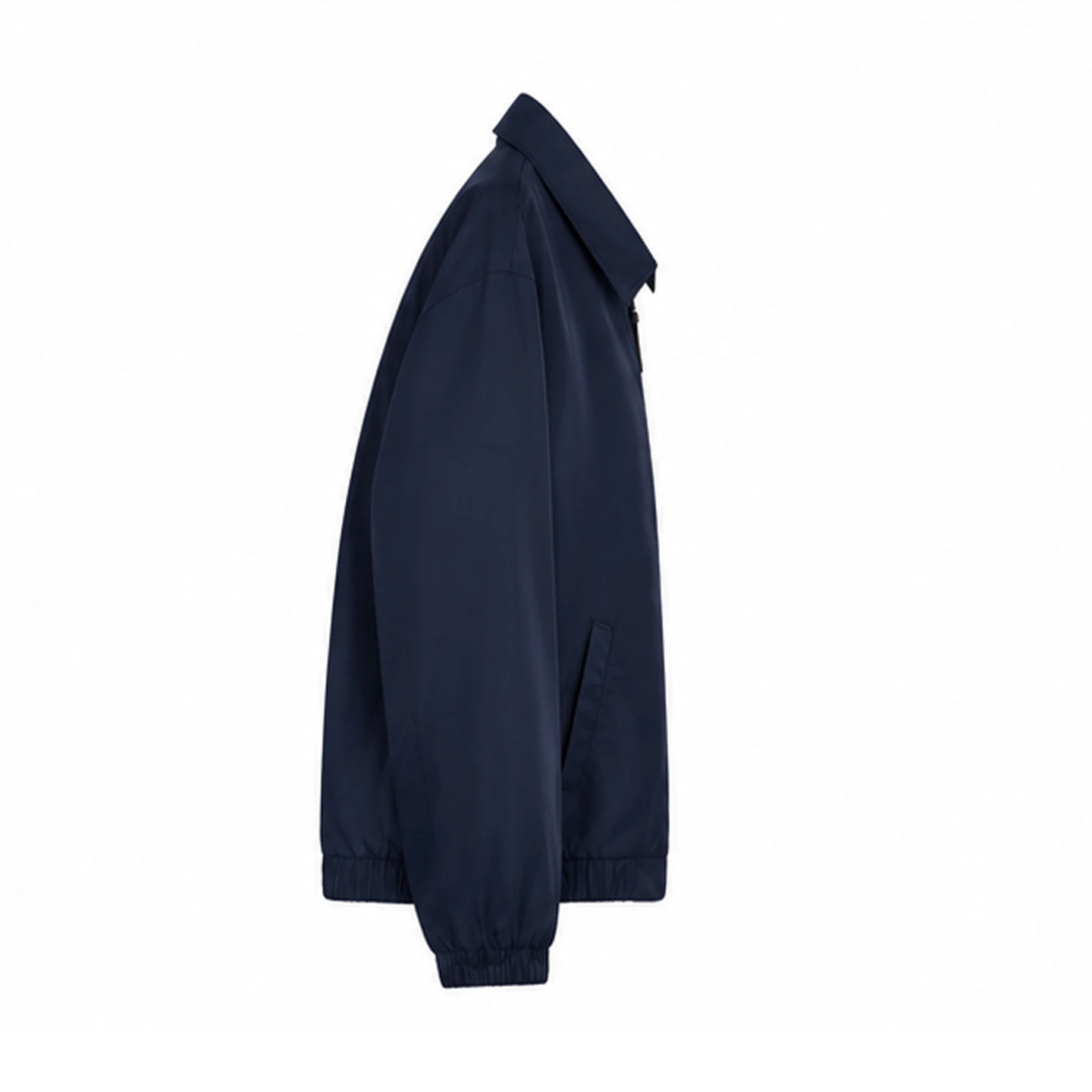CH Mens Classic Point Collar Full Zip Subtle Chest Emblem Embroidery Elastic Hem Harrington Jacket Everyday All Match Outerwear