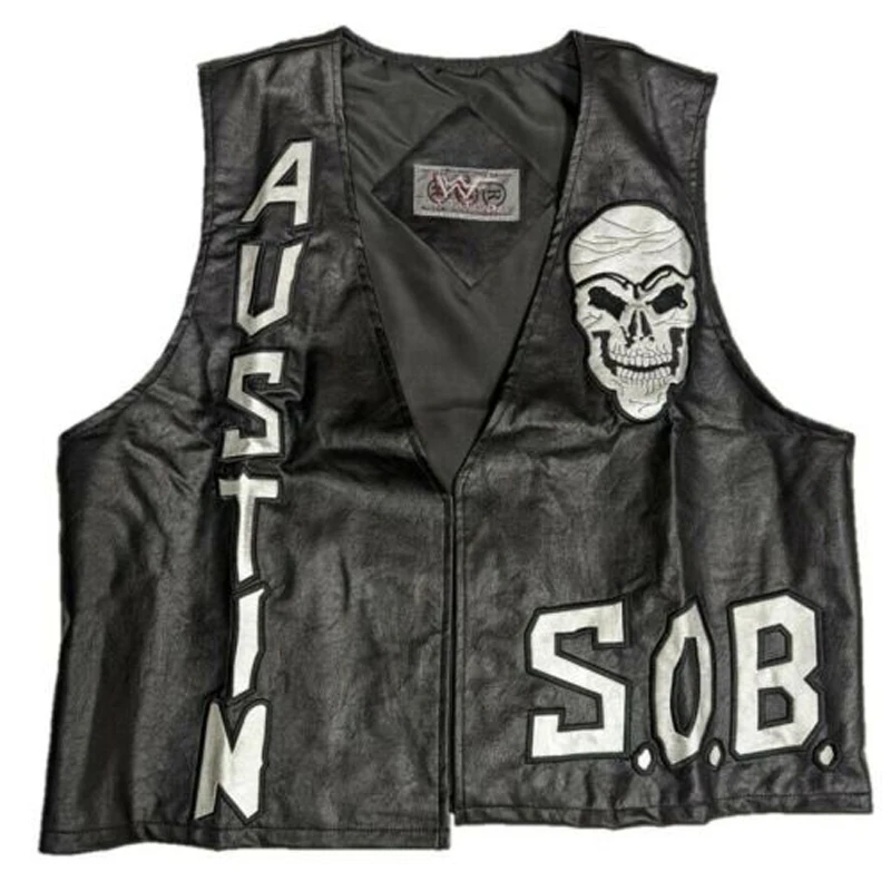 WWF WHOOP ASS 100% SOB Stone Cold Steve Austin 316 Smoking Skull Vest Attitude Era New Vintage Merchandise Collectible