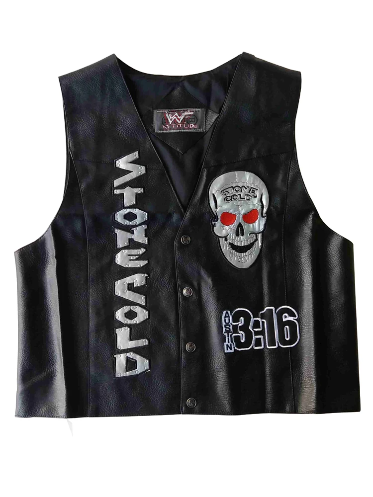 WWF WHOOP ASS 100% SOB Stone Cold Steve Austin 316 Smoking Skull Vest Attitude Era New Vintage Merchandise Collectible