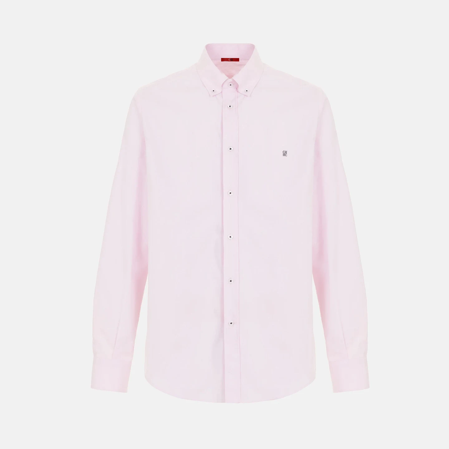 CH Logo Embroidered Solid Color Cotton Long Sleeve Shirt Men Button Down Collar Regular Fit Business Casual Daily Tops
