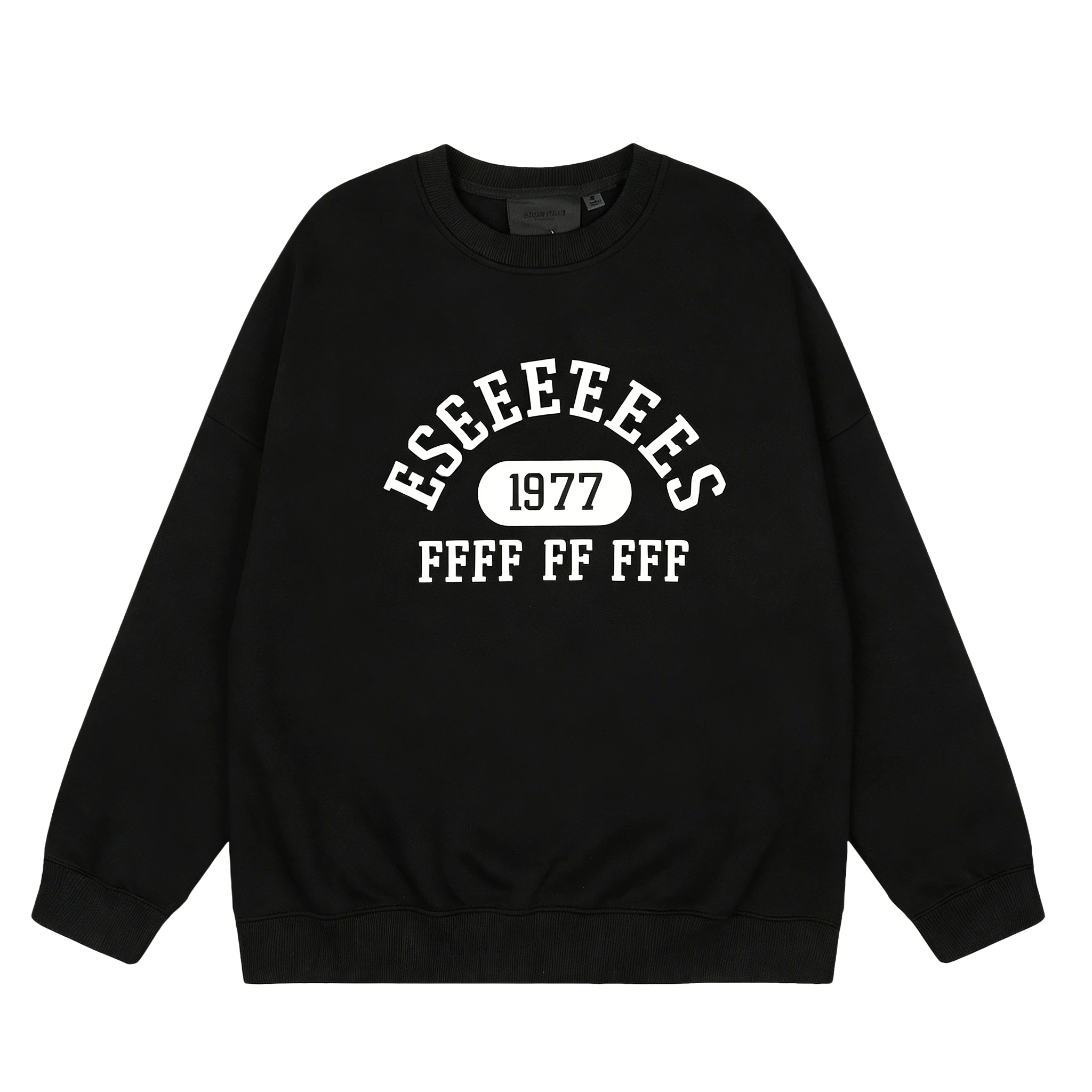 Men's fashion set including classic pullover sweatshirt and casual trousers, with the number "1977" printed on the front of the