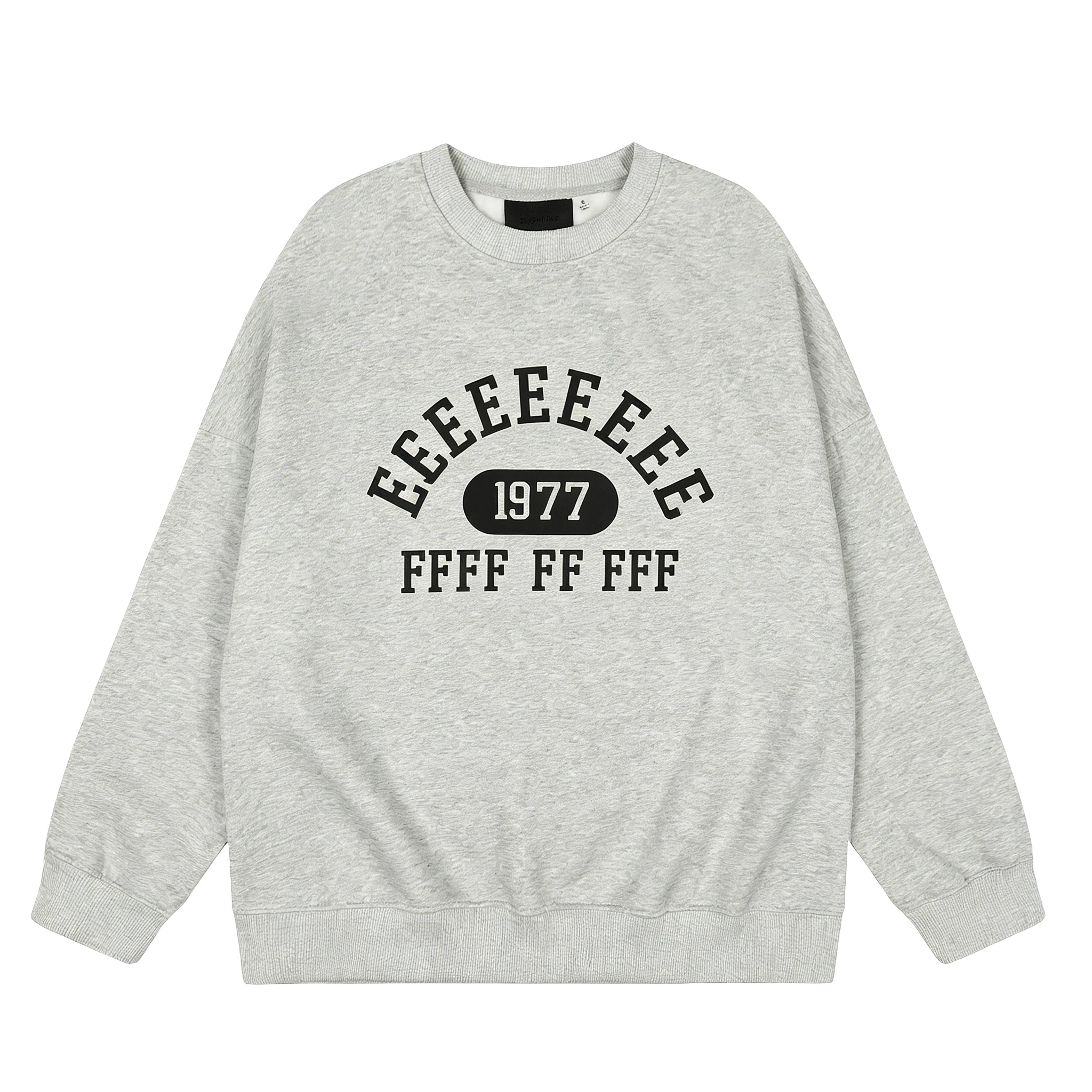 Men's fashion set including classic pullover sweatshirt and casual trousers, with the number "1977" printed on the front of the