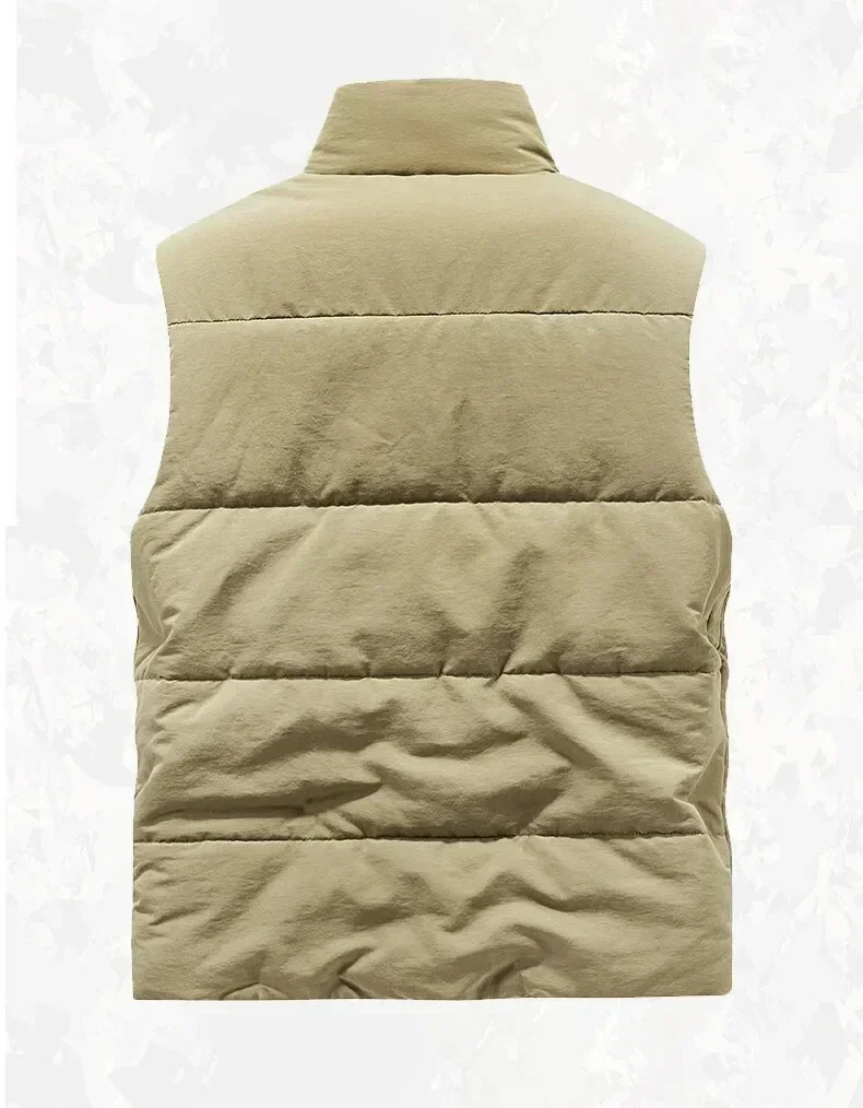Men's New Keep Warm Fleece Work Sleeveless Jacket Slim Fit Windbreaker Fashion Many Pocket Jacket Men Winter Sleeveless Jackets