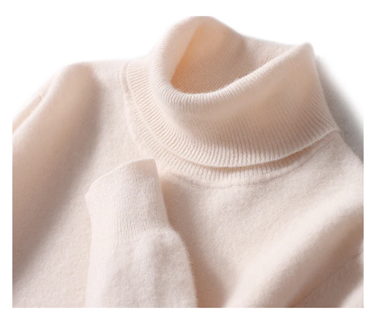 Men's 100% Pure Wool High Collar Knitted Wool Sweater Winter Pullover Large Size High end Loose Leisure Versatile Base Sweater