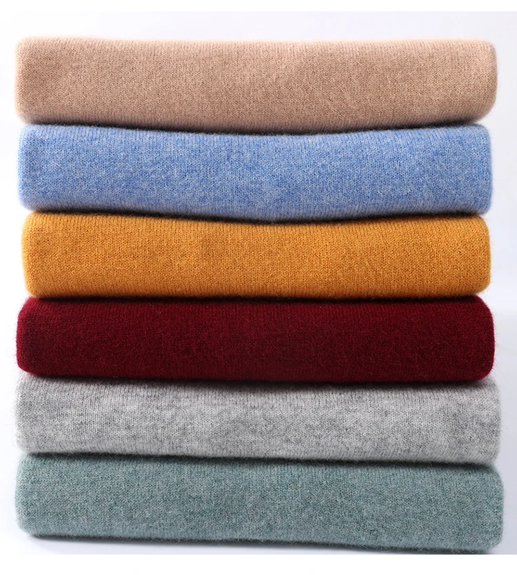 Men's 100% Pure Wool High Collar Knitted Wool Sweater Winter Pullover Large Size High end Loose Leisure Versatile Base Sweater