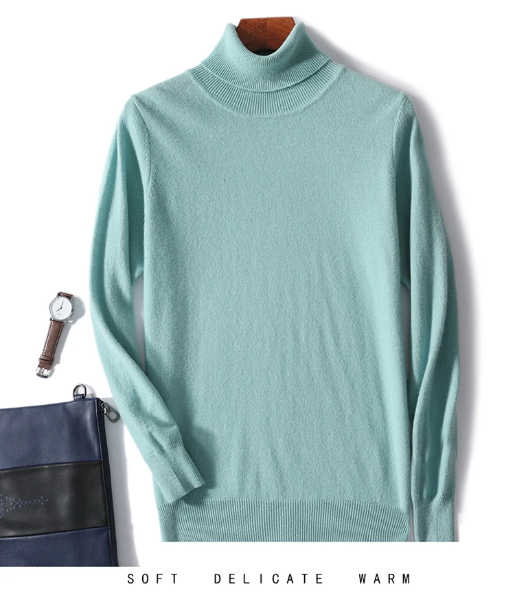 Men's 100% Pure Wool High Collar Knitted Wool Sweater Winter Pullover Large Size High end Loose Leisure Versatile Base Sweater