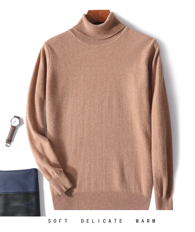 Men's 100% Pure Wool High Collar Knitted Wool Sweater Winter Pullover Large Size High end Loose Leisure Versatile Base Sweater