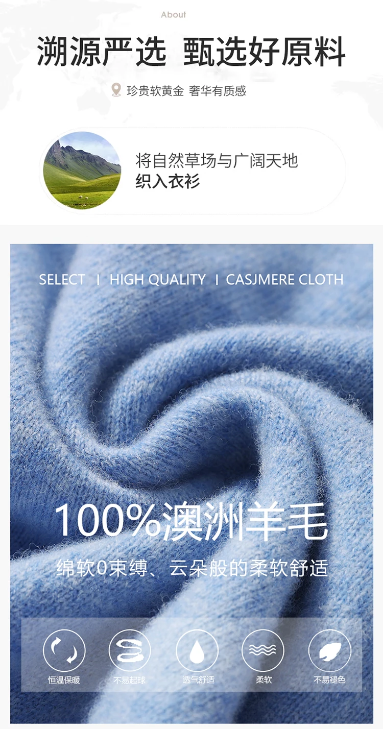 Men's 100% Pure Wool High Collar Knitted Wool Sweater Winter Pullover Large Size High end Loose Leisure Versatile Base Sweater