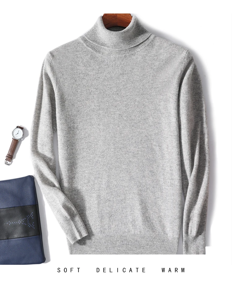 Men's 100% Pure Wool High Collar Knitted Wool Sweater Winter Pullover Large Size High end Loose Leisure Versatile Base Sweater