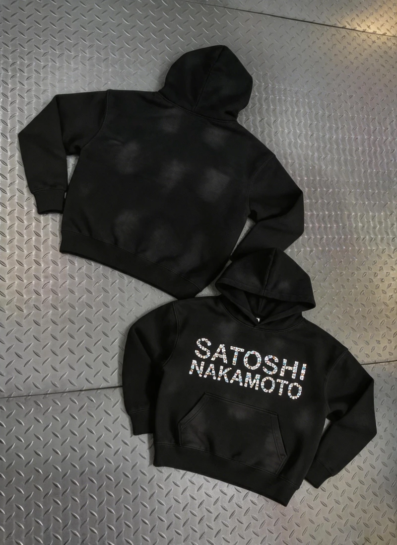 Vintage Distressed Trend Diamond Studded Satoshi Nakamoto Hooded Sweatshirt Men Women New High Street Fashion Hip Hop Pullover