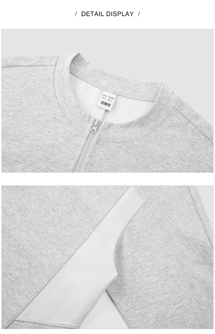 Semir Men Tshirt Long Sleeve Half Placket Textured Crew Neck Knit 2026 Autumn Couple Letter Print Casual Top Daily Wear