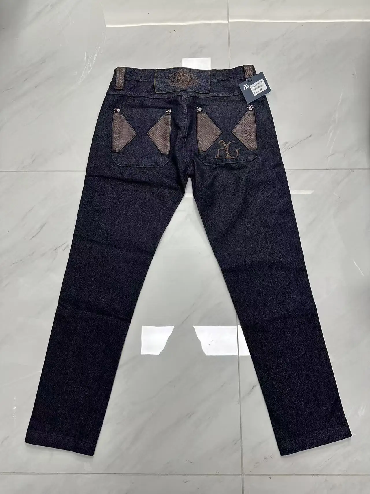 OECHSLI Jeans Cotton Thick Men 2027 new Embroidery elasticity Fashion zipper High quality comfortable Big size 34-42 long Pants