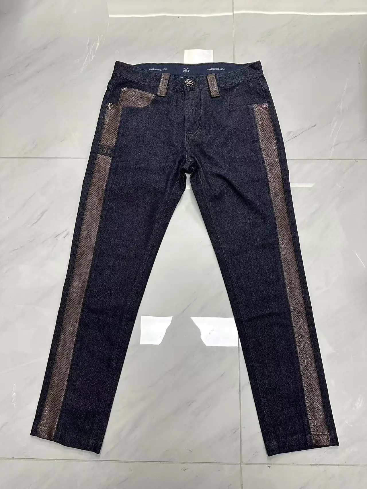 OECHSLI Jeans Cotton Thick Men 2027 new Embroidery elasticity Fashion zipper High quality comfortable Big size 34-42 long Pants