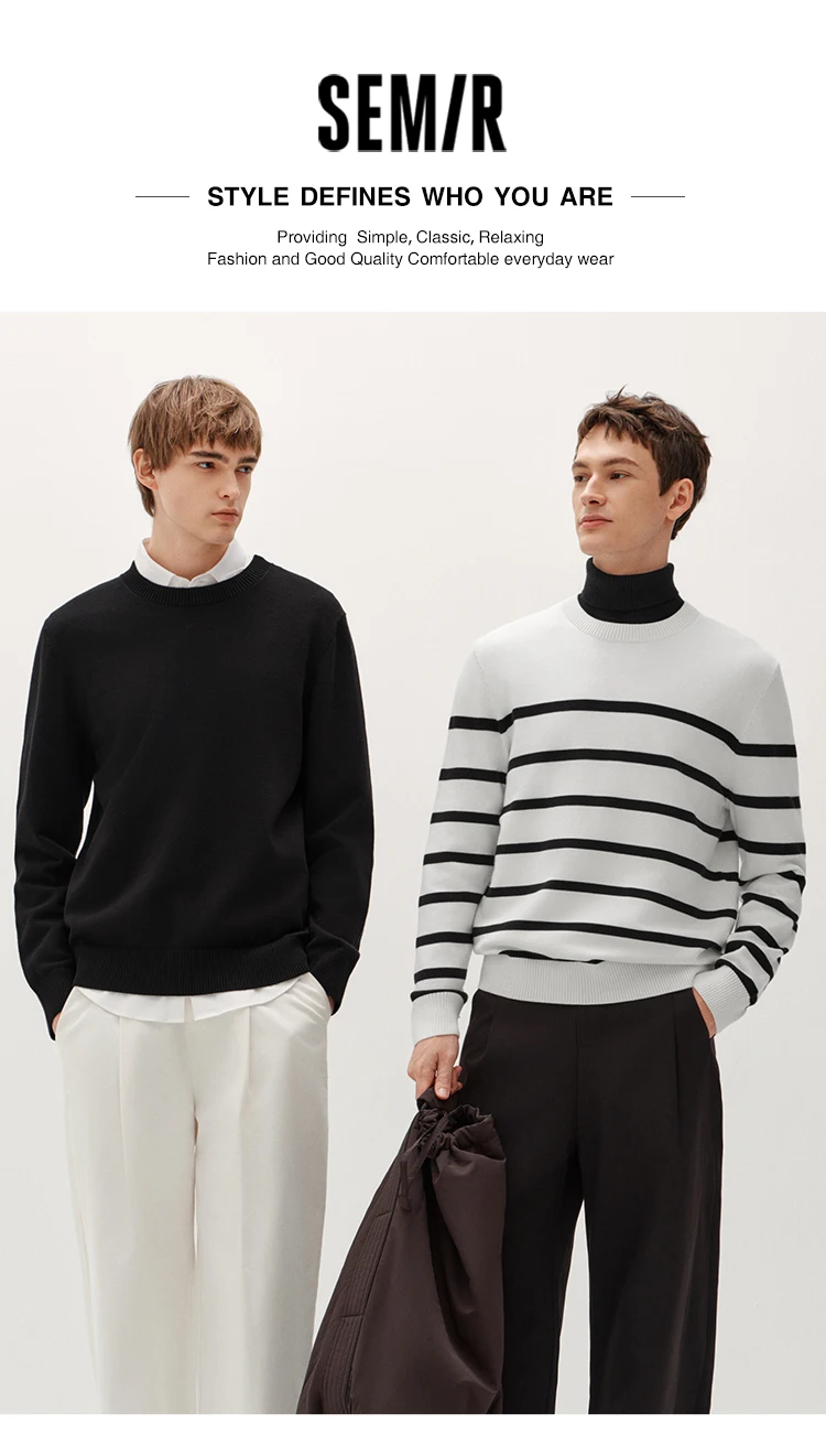 Semir Men Sweater Thermal Warmth Antistatic Fabric Knit Texture Layering Essential Soft Touch 2026 Winter Everyday Style