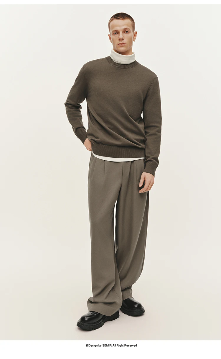 Semir Men Sweater Thermal Warmth Antistatic Fabric Knit Texture Layering Essential Soft Touch 2026 Winter Everyday Style