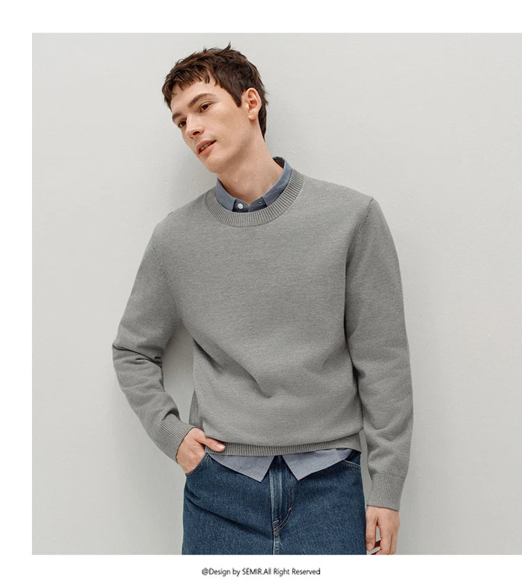 Semir Men Sweater Thermal Warmth Antistatic Fabric Knit Texture Layering Essential Soft Touch 2026 Winter Everyday Style