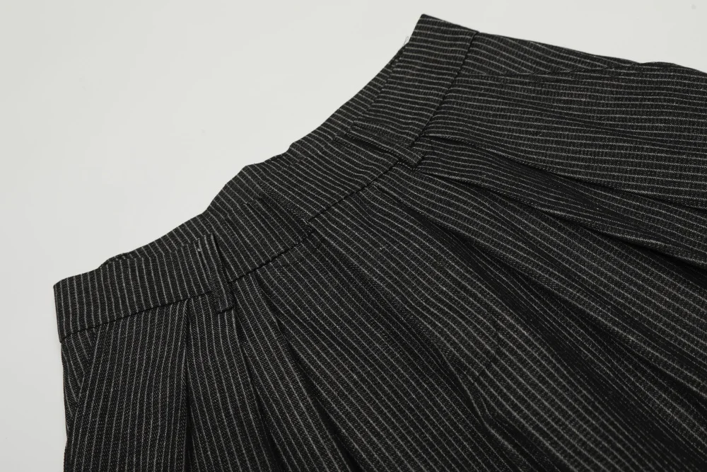 Pleated Striped Casual Pants Mens Retro Autumn Winter Baggy Wide Leg Pants Man Trousers