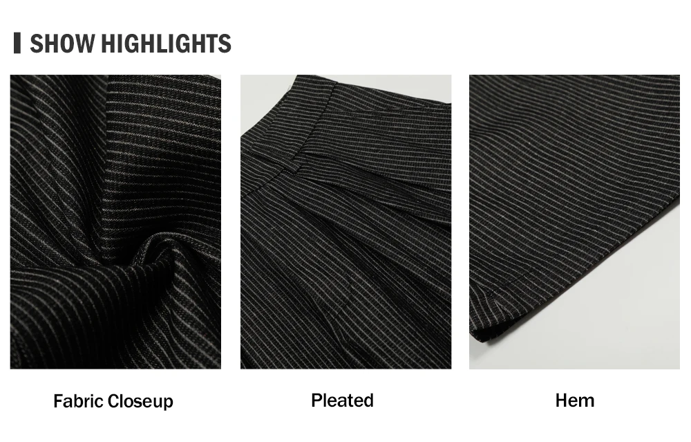 Pleated Striped Casual Pants Mens Retro Autumn Winter Baggy Wide Leg Pants Man Trousers