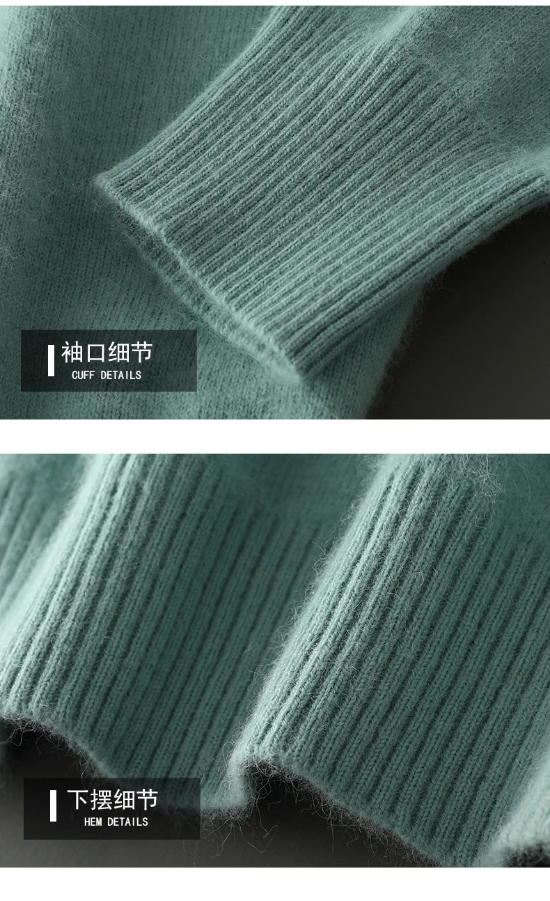 Men's 100% Pure Mink Cashmere Sweater V-Neck Pullover Sweater Knitted Sweater Autumn Winter New Long Sleeved High-end Loose Tops