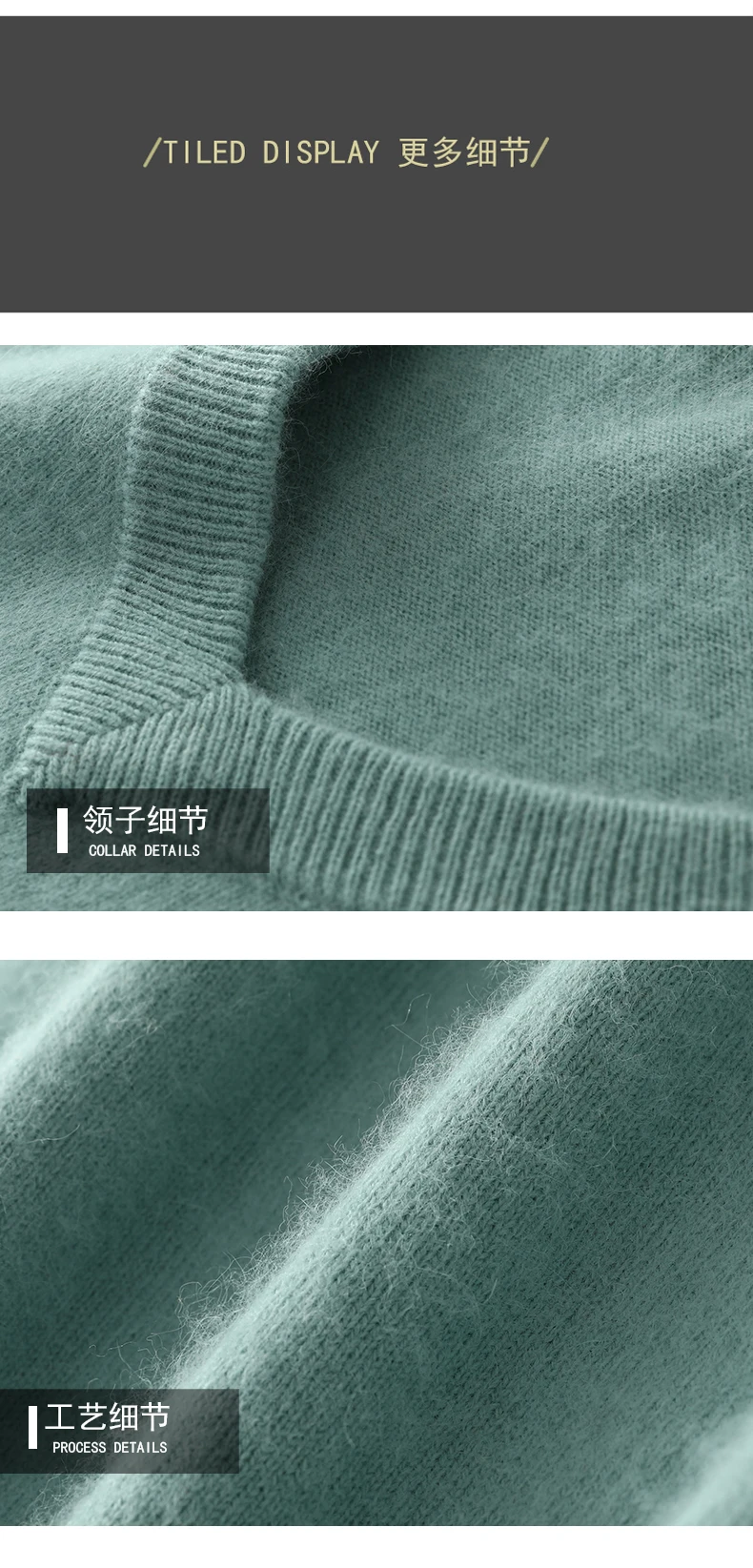 Men's 100% Pure Mink Cashmere Sweater V-Neck Pullover Sweater Knitted Sweater Autumn Winter New Long Sleeved High-end Loose Tops
