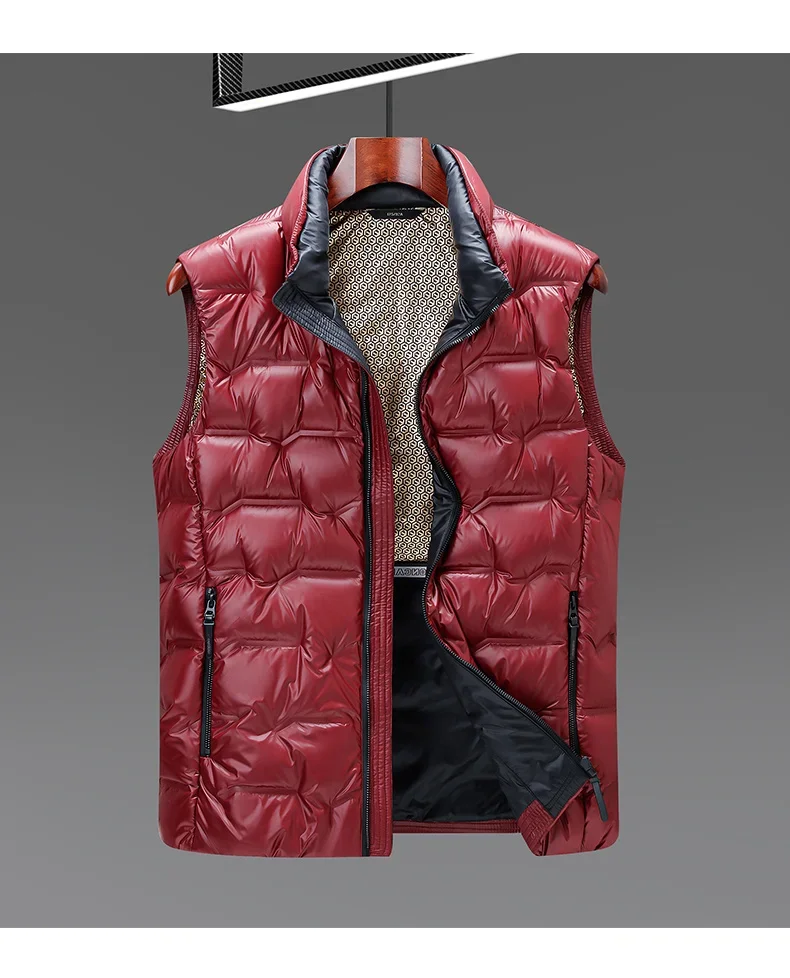 2026 Winter New Down Vest Coat Waterproof Fabric 90% Duck Down Content Thickened Warm Fashion Casual Down Shoulder