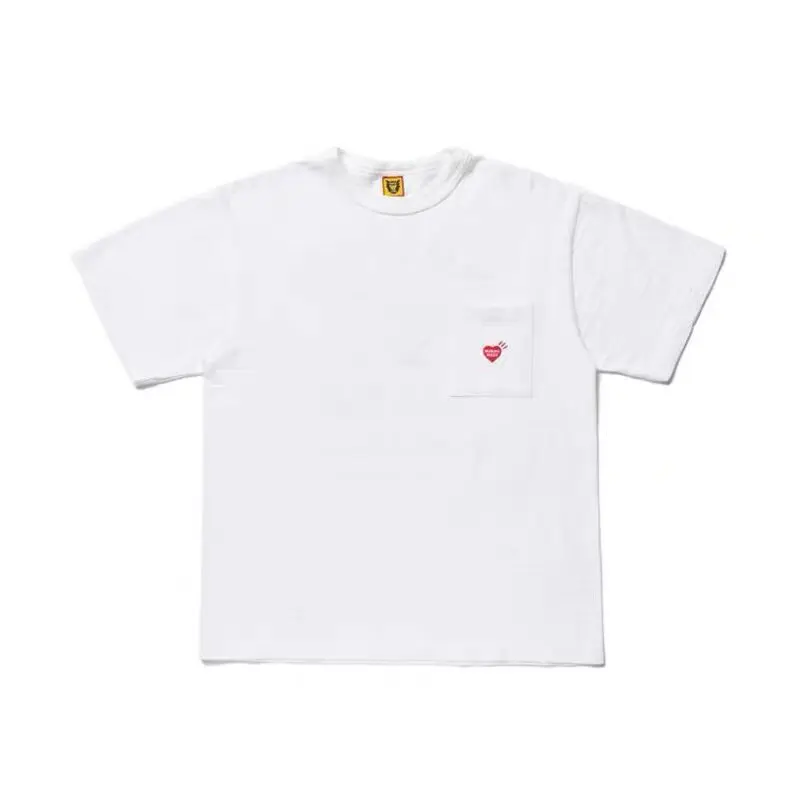 Human Made Polar Bear Print Back Graphic Tee with Heart Pocket for Lovers