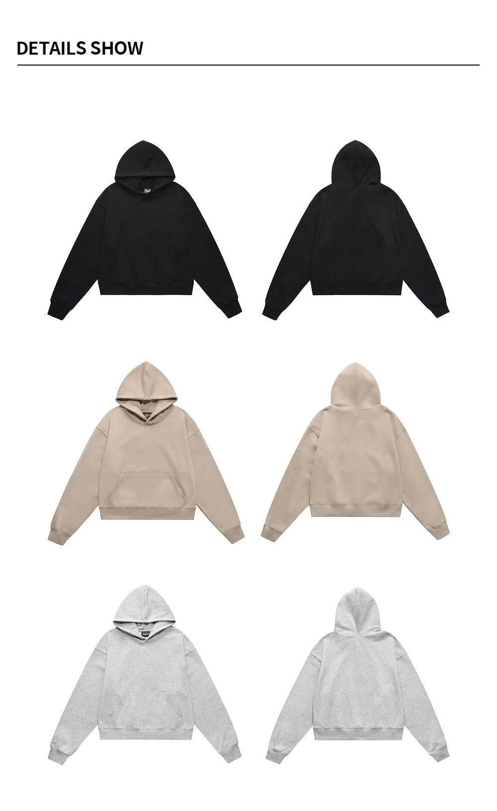 Solid Color Casual Long Sleeve Sweatshirts Mens Autumn Loose Simple Drop Shoulder Hoodies Men