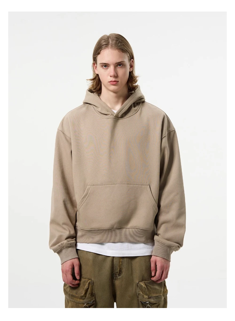 Solid Color Casual Long Sleeve Sweatshirts Mens Autumn Loose Simple Drop Shoulder Hoodies Men