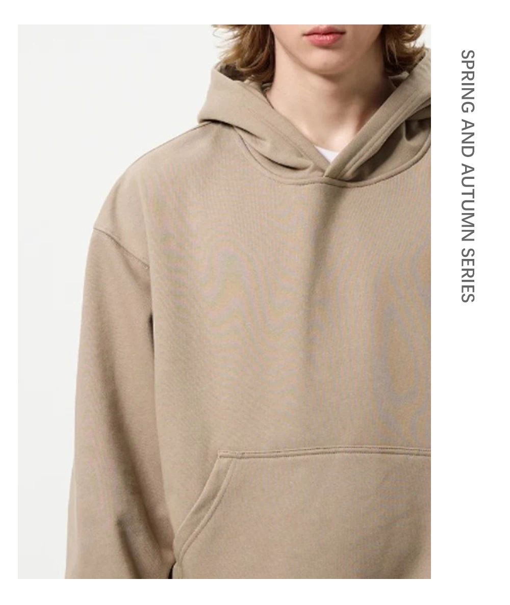 Solid Color Casual Long Sleeve Sweatshirts Mens Autumn Loose Simple Drop Shoulder Hoodies Men